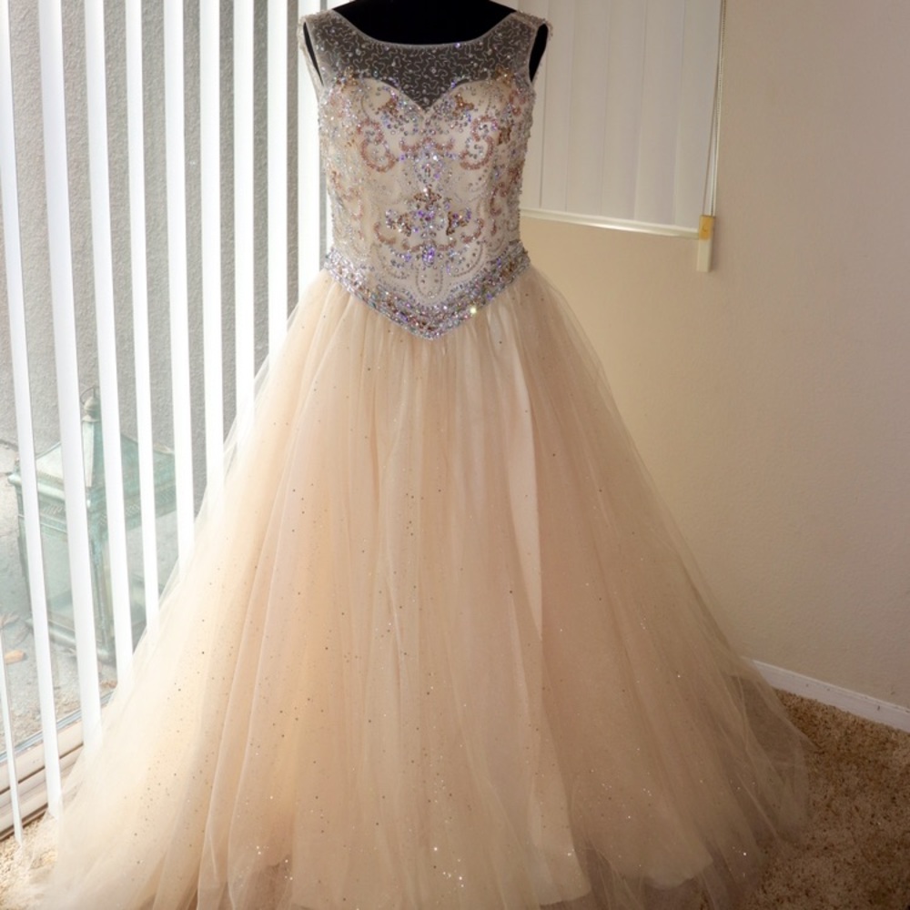 Princess Prom Dress • Beaded • Champagne